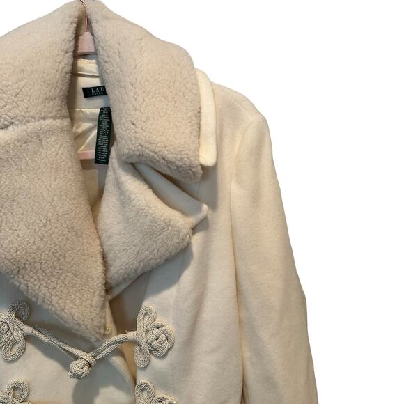 NWT Ralph Lauren Boho Norther Lights Peak Cream Wool Shearling Lined Coat L - Picture 5 of 13